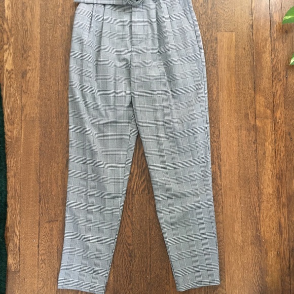 Zara Pants & Jumpsuits Zara Plaid High Rise Belted Check Plaid